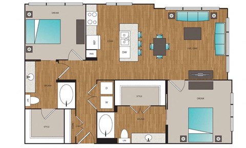 Main Street Flats 2x2 G Floor Plan